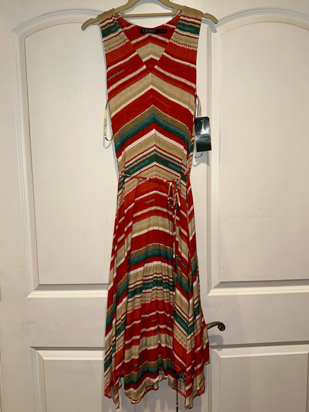 Ralph Lauren Multicolor Chevron High-Low Midi Dress